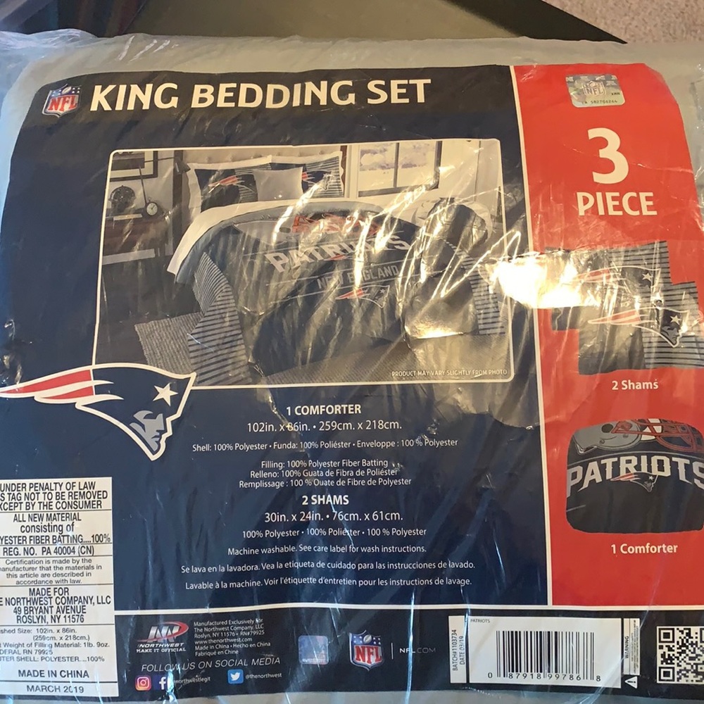 King size Comforter New England Patriots